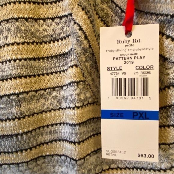 🆕Ruby Rd Petite XL Open Front Stripe Cardigan - Picture 7 of 7